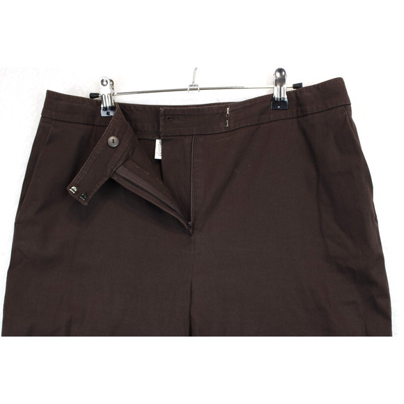 Talbots Stretch Wide Leg Pants Women 12 Brown Office‎ Wear Flat Front Pockets - Picture 8 of 11